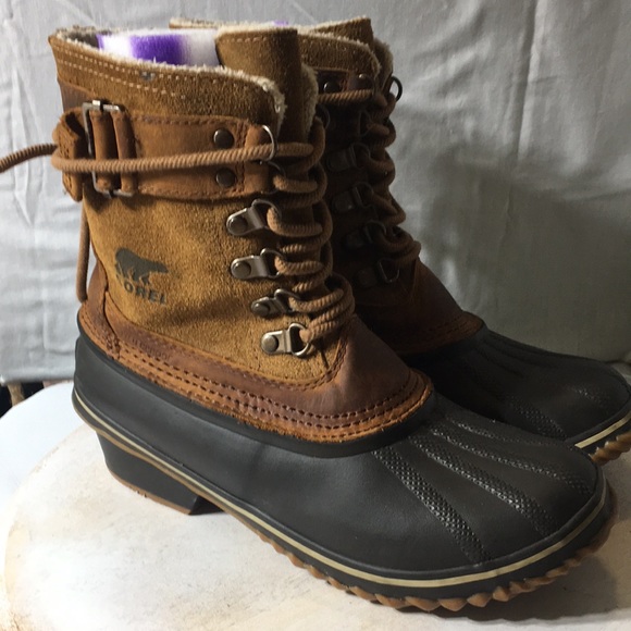 Sorel womens winter duck boot whiskey suede/brown rubber size 7 - Picture 4 of 9